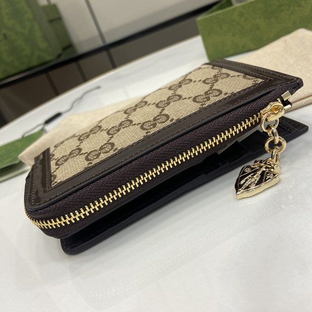 gucci專櫃2024新款帆布零錢包錢夾 古馳uce系列迷你拉鏈錢包 jcp2358